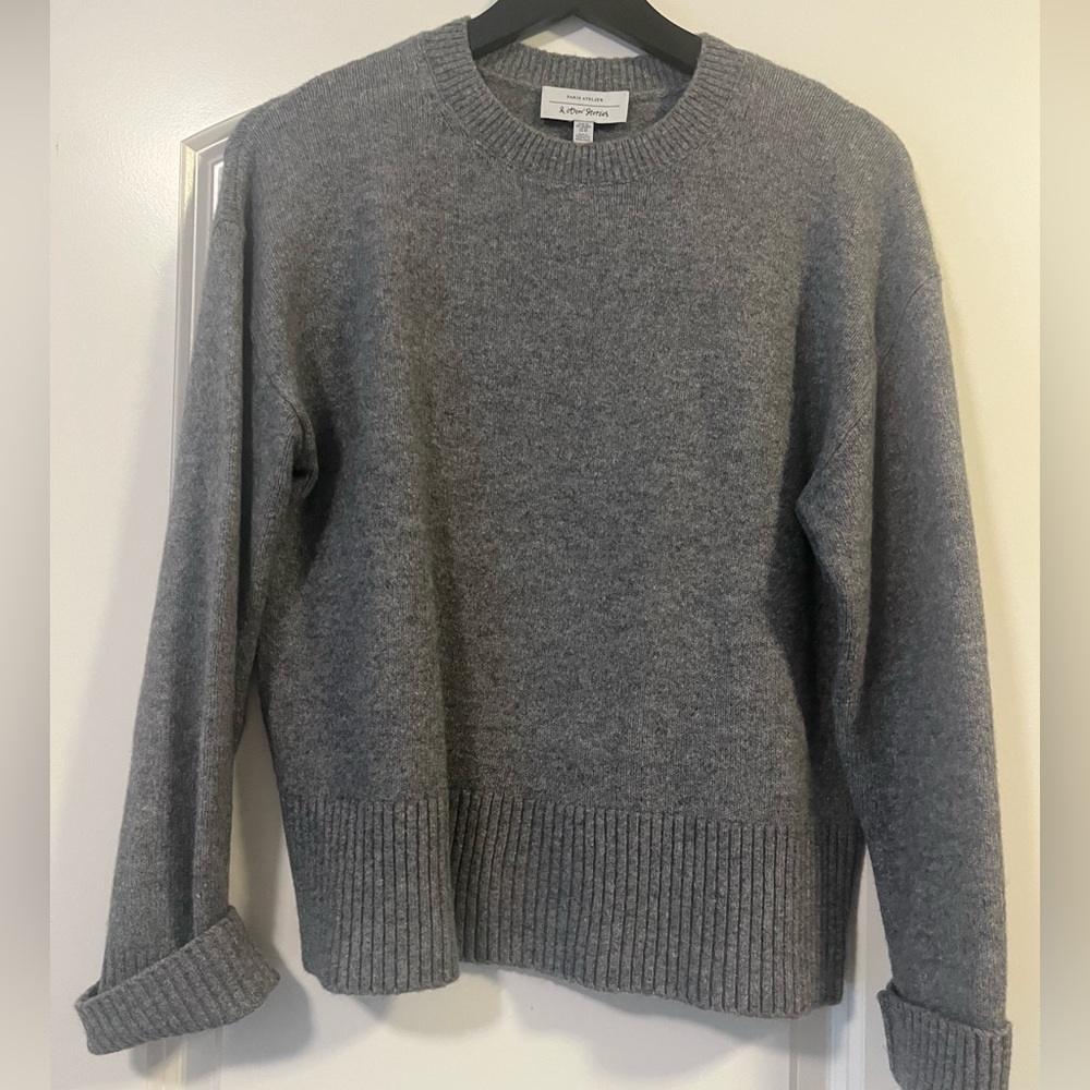 & other stories wool crew neck sweater is xs grey melange. EUC